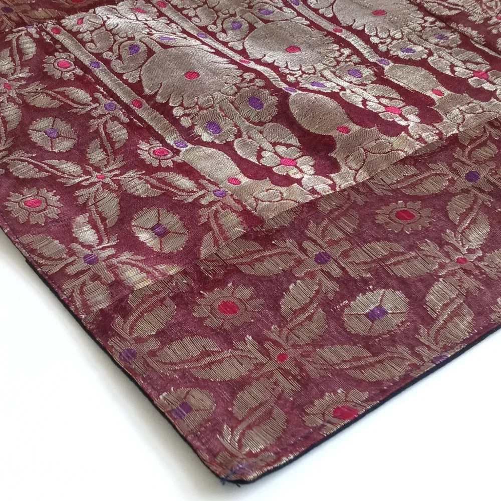 Stunning Silk Purple Metallic Patchwork Batik Pillow Sham from India 16”x16 1/2”